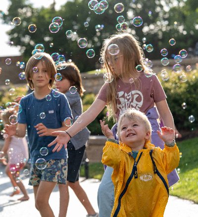 Kids playing at the Red Butte Garden Member Block Party