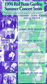 1994 Red Butte Garden Concert Series Lineup Poster