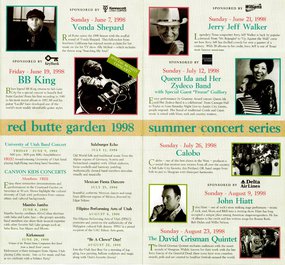 1998 Red Butte Garden Concert Series Lineup Poster