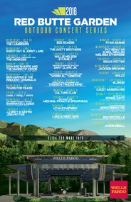2016 Red Butte Garden Concert Series Lineup Poster