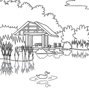 Illustration of the Red Butte Garden and Arboretum water pavilion