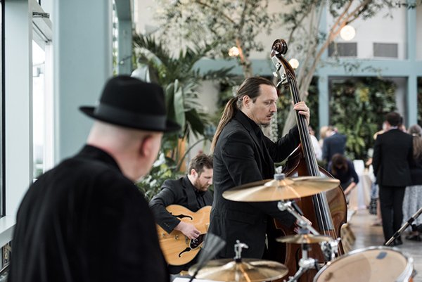 A band performing in the Red Butte Garden Orangerie.
