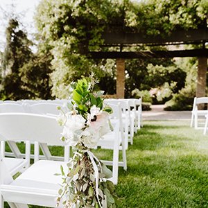 Chairs arranged for a wedding in the Red Butte Garden Ring Garden