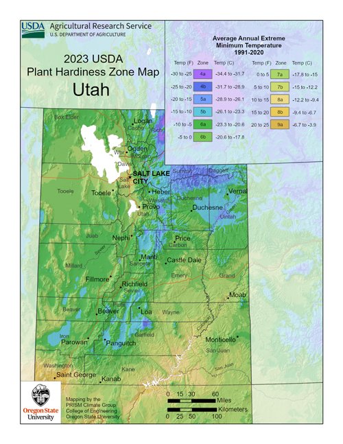 USDA-Utah-Plant-Hardiness-map